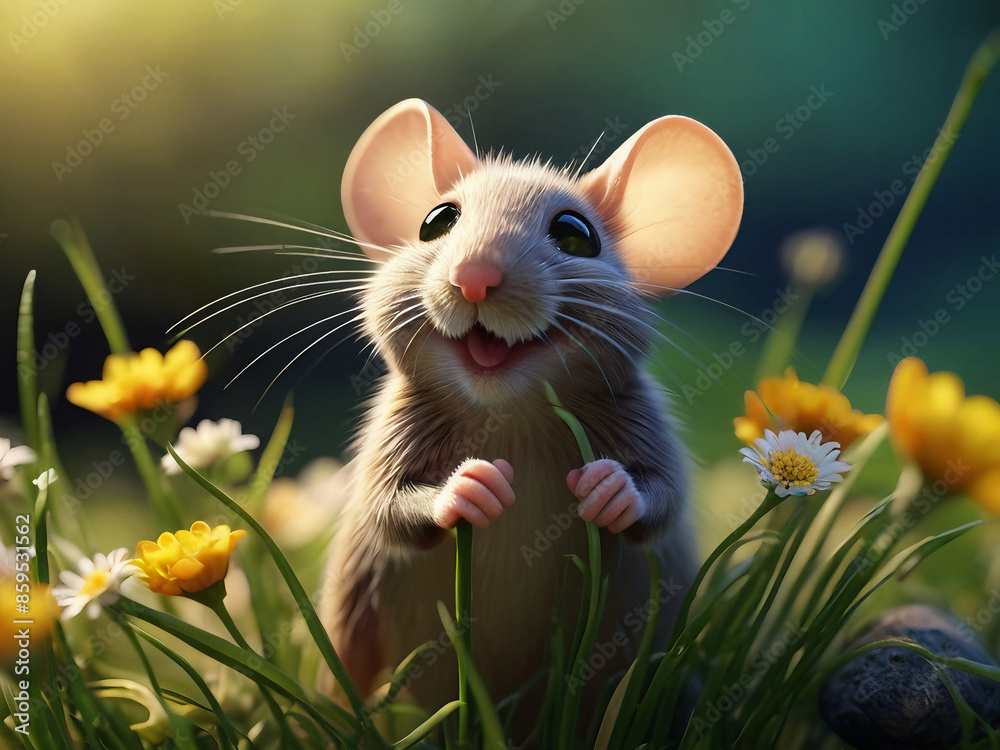 Mouse and Wildflowers Mouse and Wildflowers