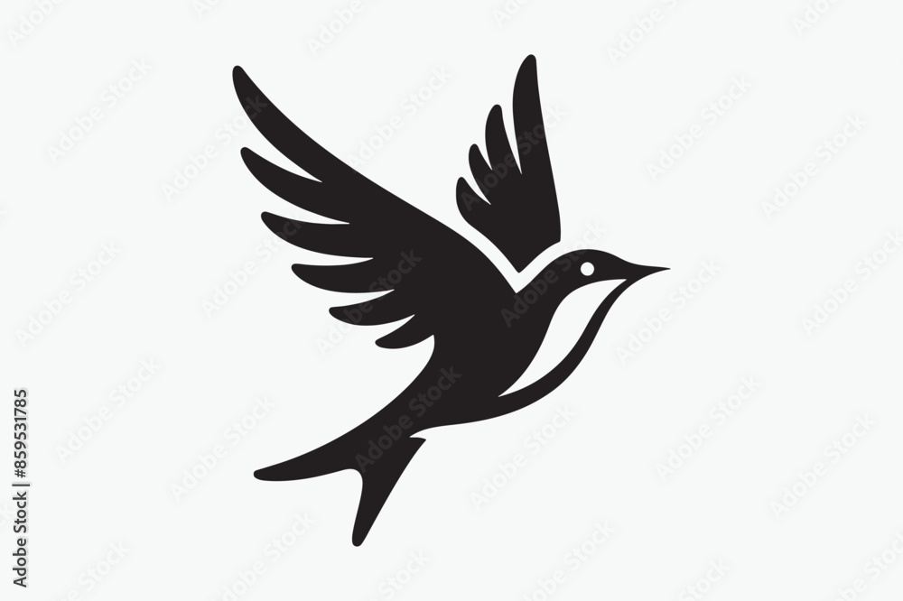 Bird silhouette vector style with white background Bird silhouette vector style with white background