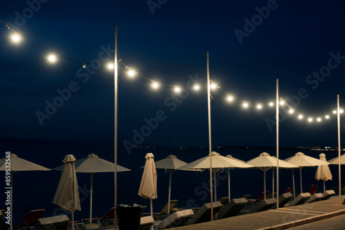 Fototapeta Naklejka Na Ścianę i Meble -  beach at night, greece,agistri,grekland,summar, Mediterranean,Mats