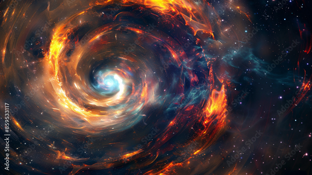Abstract swirl of colorful light and energy in space, black hole or wormhole background with glowing Abstract swirl of colorful light and energy in space, black hole or wormhole background with glowing