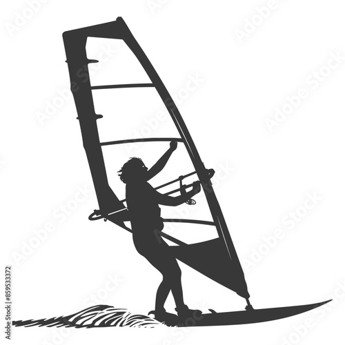 Windsurfer Silhouette: Reaching for Speed, Vector Sport Icon