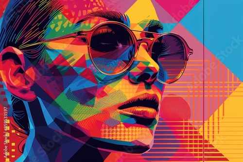 Geometric abstraction smart man revolution designed of various feelings. Colorful stylist intangible theme imagination. photo