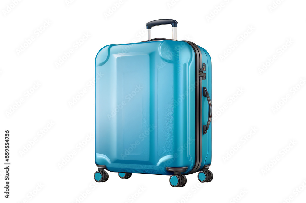 Blue suitcase on wheels on a transparent background Blue suitcase on wheels on a transparent background