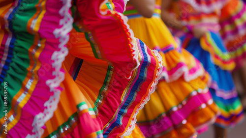 A vibrant Hispanic Heritage Month celebration with traditional dances and colorful attire