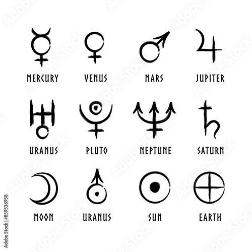 Full editable set of zodiac signs. Astrology.	
