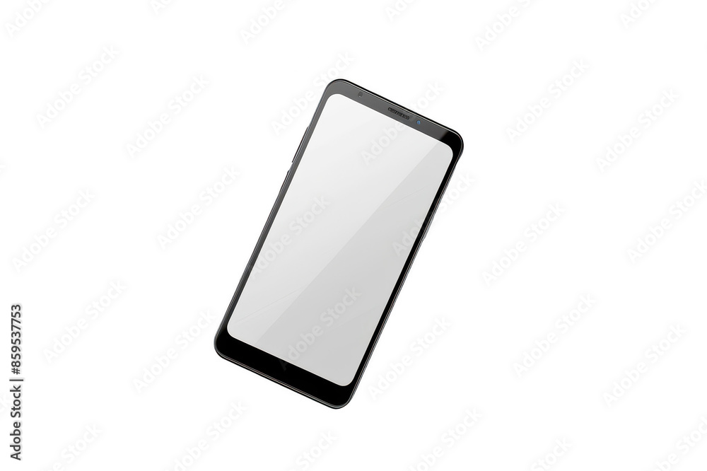Smartphone with white screen on transparent background