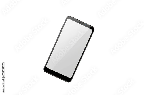 Smartphone with white screen on transparent background