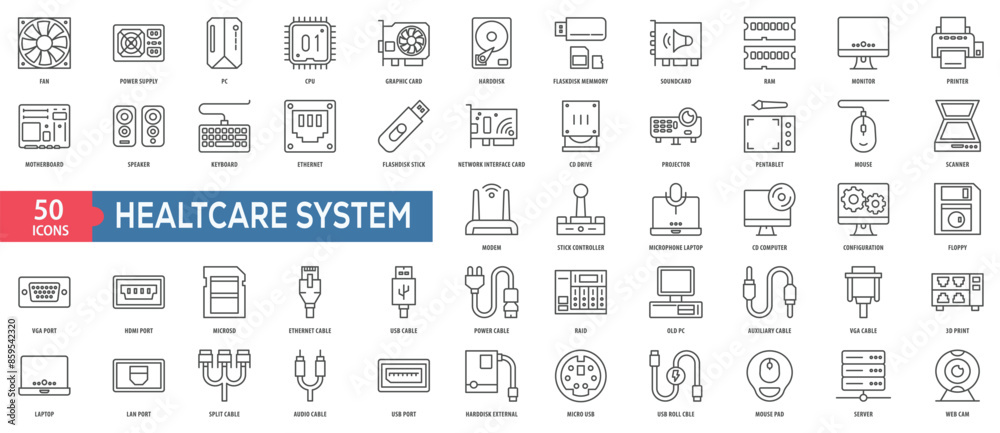Healtcare System Icon Collection Set. Easy To Use, Easy To Edit And Simple Line Vector Icons. Healtcare System Icon Collection Set. Easy To Use, Easy To Edit And Simple Line Vector Icons.