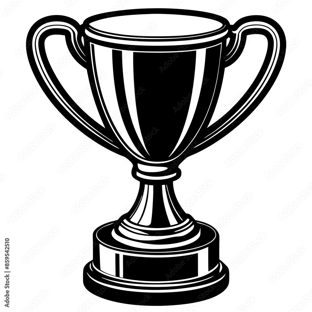 Realistic golden trophy or sport cup on stand on white background Realistic golden trophy or sport cup on stand on white background