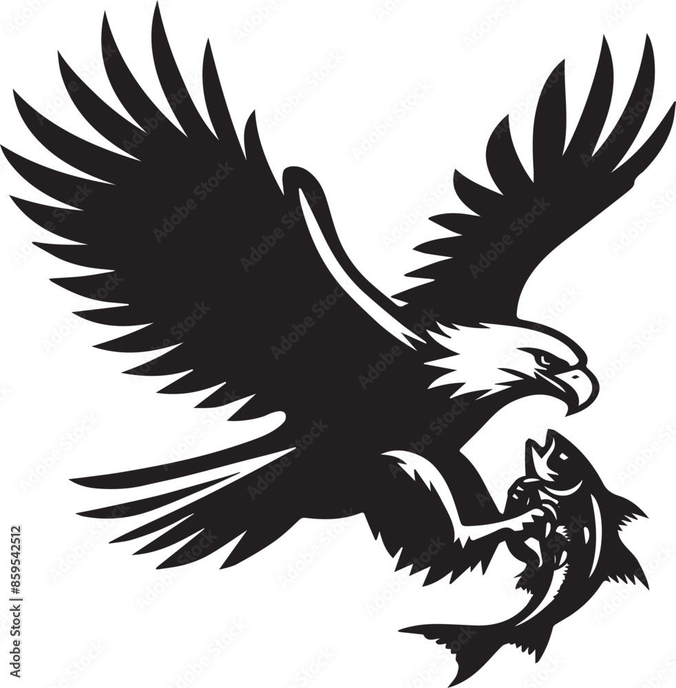 Obraz premium Eagle catching fish. Aigenerated.