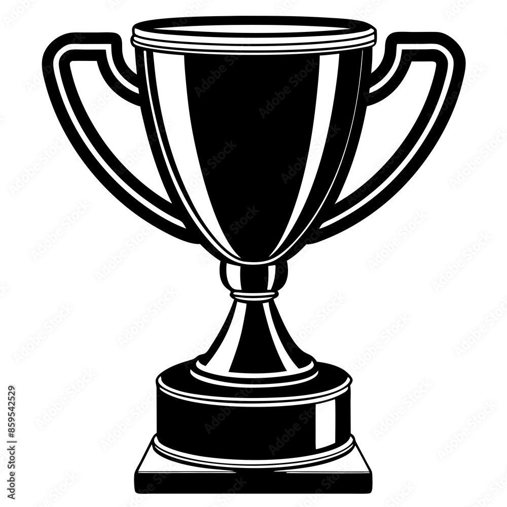 Realistic golden trophy or sport cup on stand on white background Realistic golden trophy or sport cup on stand on white background