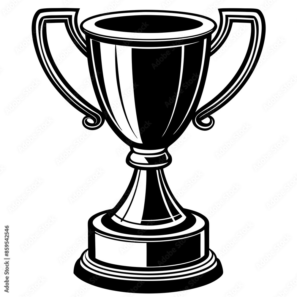 Realistic golden trophy or sport cup on stand on white background Realistic golden trophy or sport cup on stand on white background