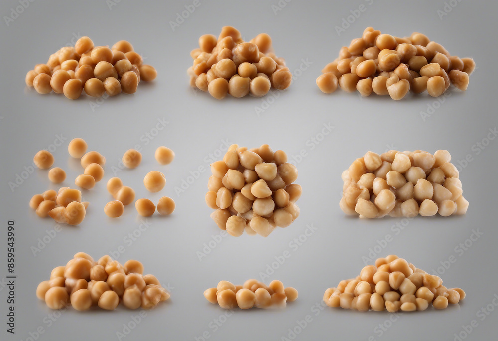 A collection of chickpeas both raw and cooked displayed side by side to show their transformation sy A collection of chickpeas both raw and cooked displayed side by side to show their transformation sy