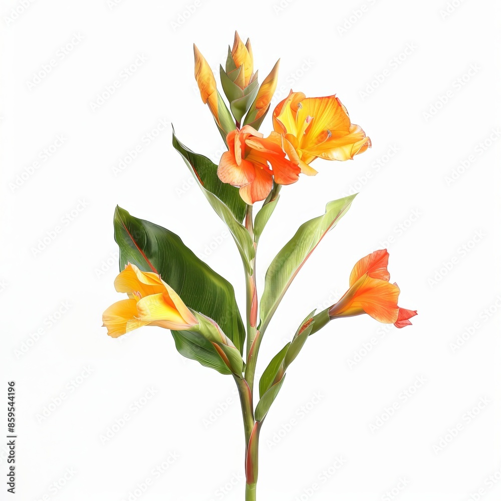 Multicolor canna Lily Flower Isolated on White Background Multicolor canna Lily Flower Isolated on White Background