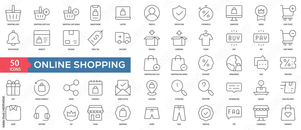 Online Shopping Icon Collection Set. Easy To Use, Easy To Edit And Simple Line Vector Icons.