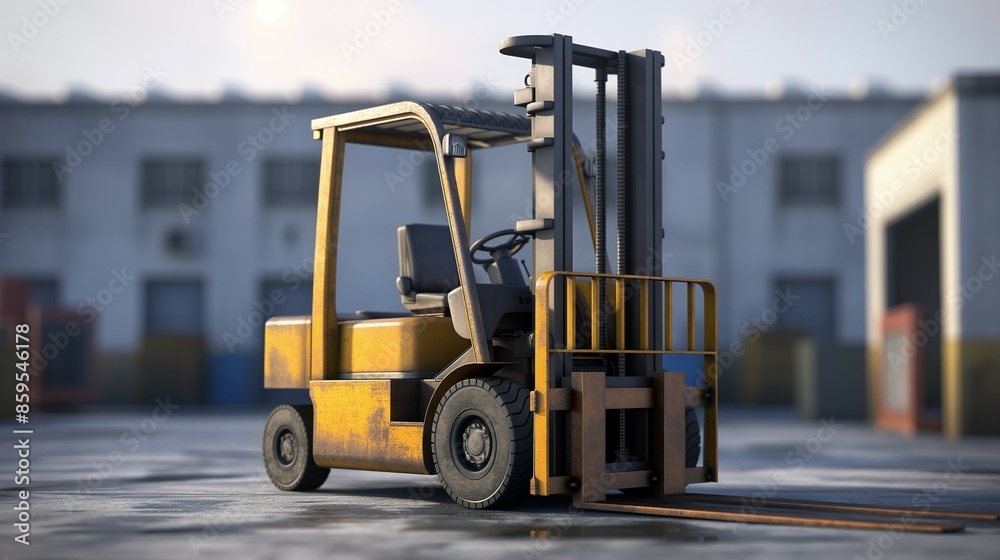 Forklift truck in warehouse Forklift truck in warehouse