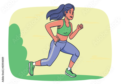 A woman running in a park