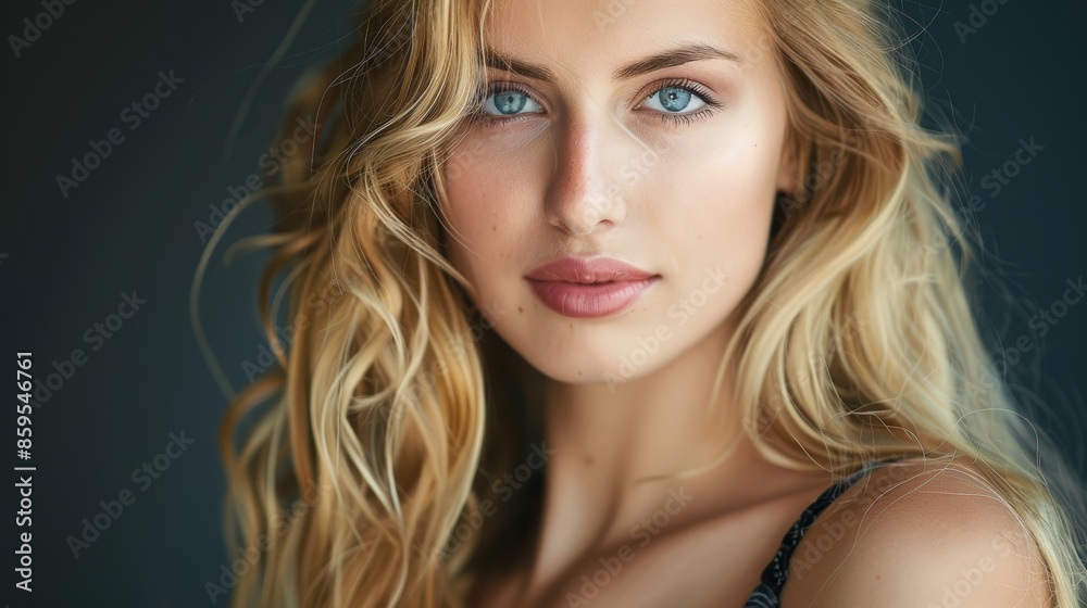 Fototapeta premium Confidence in Blue: Portrait of a Socialite. Generative AI