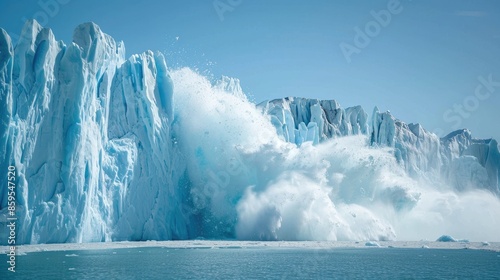Obraz na płótnie A substantial ice mass breaking off a glacier into the sea w salonie