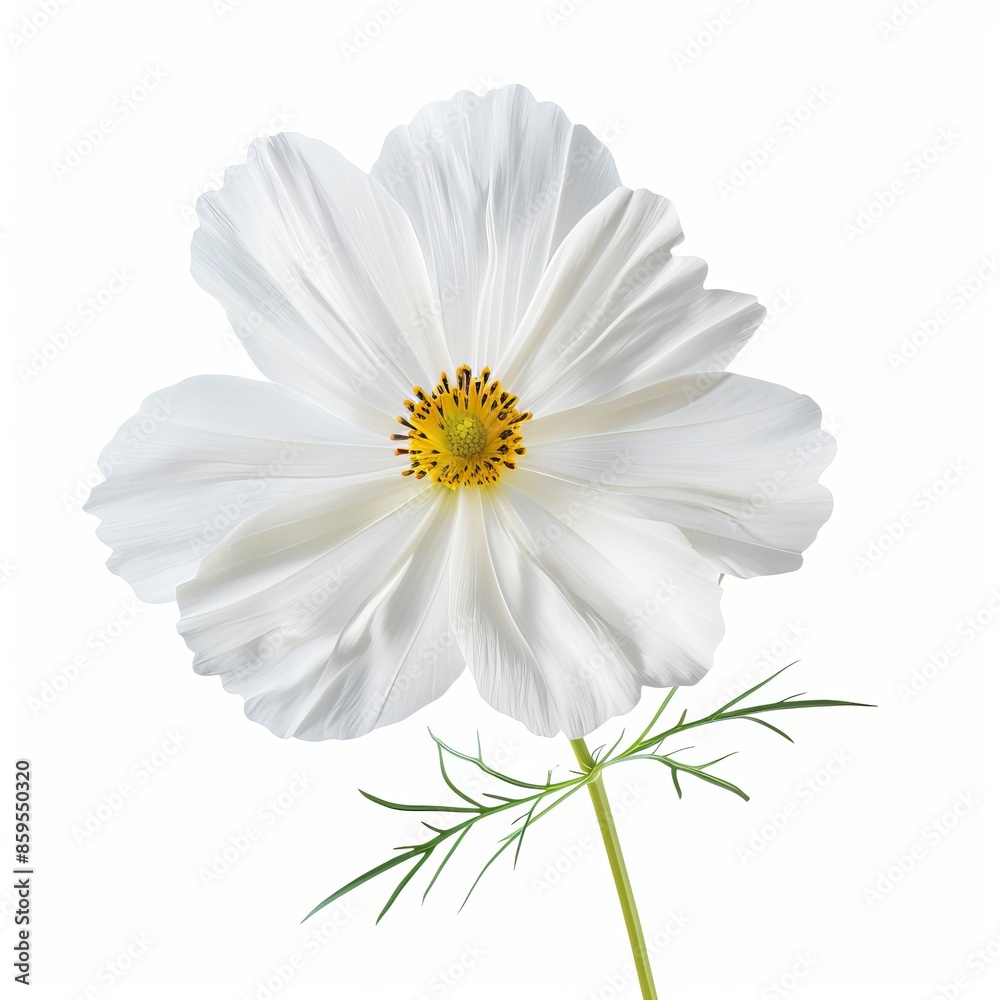 Fototapeta premium White Cosmos Isolated on White Background. Beautiful Cosmos Flower