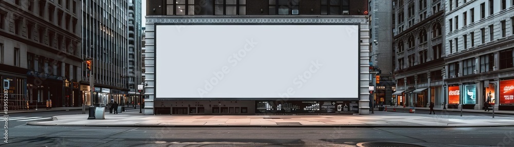 Blank billboard in a Philadelphia downtown area, with historic buildings, 3D render, no light from frame, urban, high detail Blank billboard in a Philadelphia downtown area, with historic buildings, 3D render, no light from frame, urban, high detail