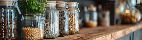 Close up of Glass Jars Fill...