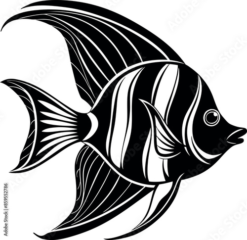 angelfish silhouette vector illustration Design on a white background
