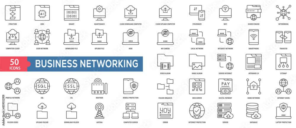 Business Networking Icon Collection Set. Easy To Use, Easy To Edit And Simple Line Vector Icons. Business Networking Icon Collection Set. Easy To Use, Easy To Edit And Simple Line Vector Icons.