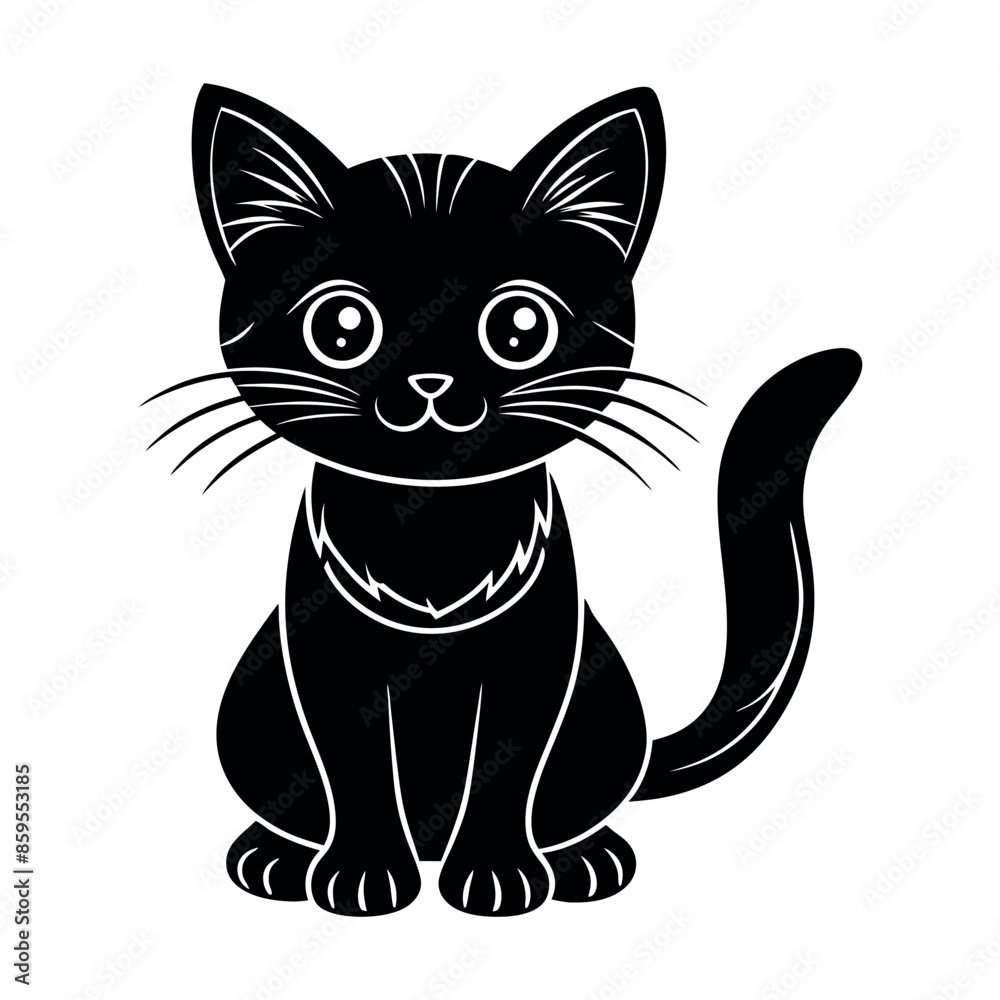 Obraz premium cat silhouette vector illustration Design on a white background 