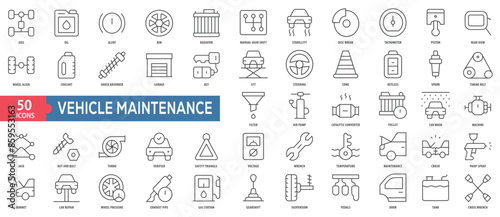 Vehicle Maintenance Icon Collection Set. Easy To Use, Easy To Edit And Simple Line Vector Icons.