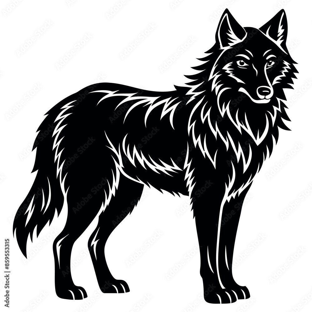 wolf silhouette vector illustration Design on a white background wolf silhouette vector illustration Design on a white background