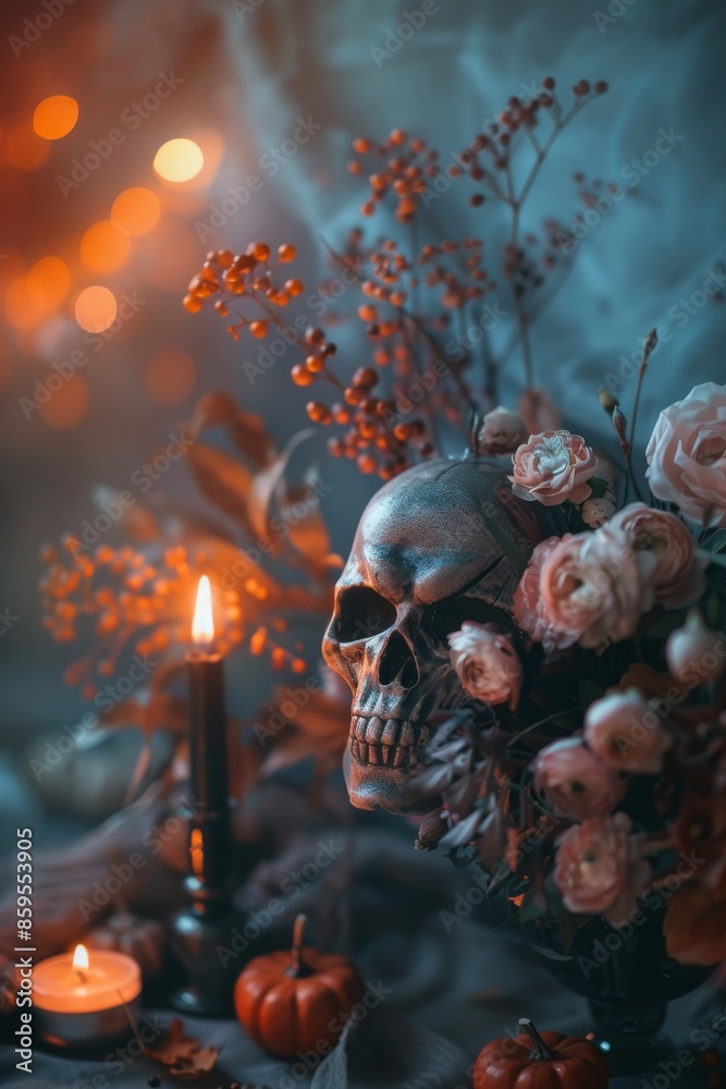 Naklejka premium Enigmatic Halloween Props in Romantic Bokeh