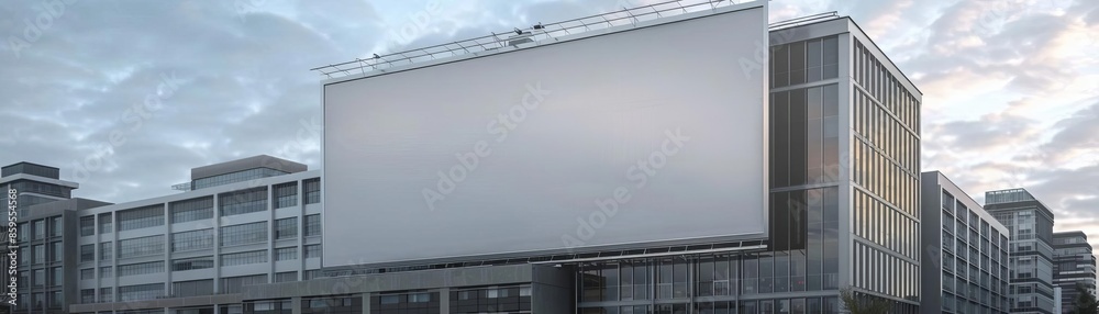 Empty billboard in a downtown Hartford area, with modern buildings, 3D render, no light from frame, urban, realistic