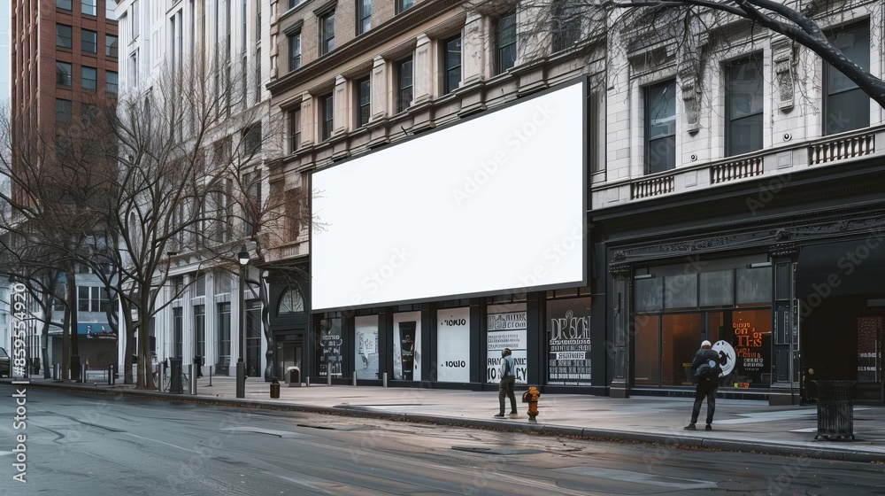 Large blank billboard in a Boston downtown area, surrounded by historic and modern buildings, 3D render, no light from frame, urban, high detail Large blank billboard in a Boston downtown area, surrounded by historic and modern buildings, 3D render, no light from frame, urban, high detail