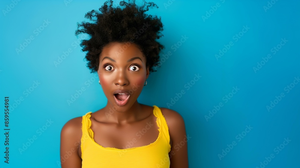Amazed young black woman looking at camera with opened mouth wide eyes, Surprise Human Joy Amazed young black woman looking at camera with opened mouth wide eyes, Surprise Human Joy