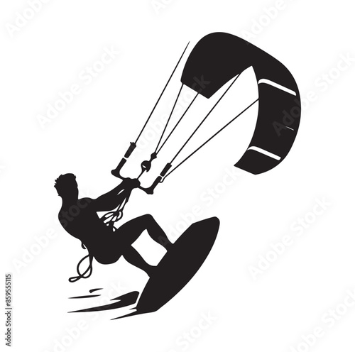 kitesurfing silhouette illustration vector