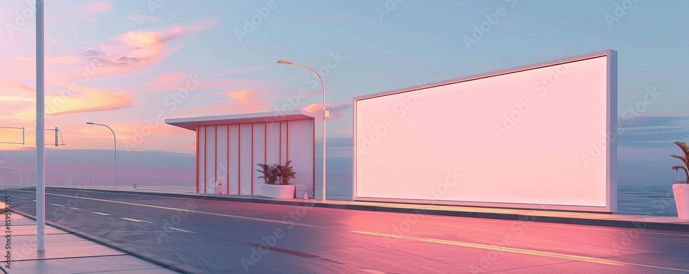 Large blank billboard on a freeway in Memphis, with music venues, 3D render, no light from frame, lively, high detail Large blank billboard on a freeway in Memphis, with music venues, 3D render, no light from frame, lively, high detail