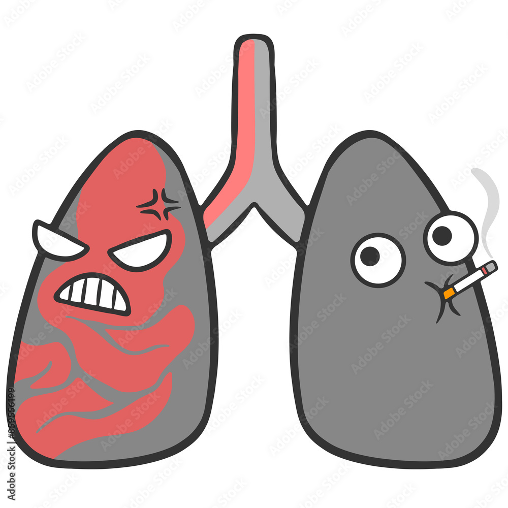 angry sick passive smoker lungs cartoon illustration angry sick passive smoker lungs cartoon illustration