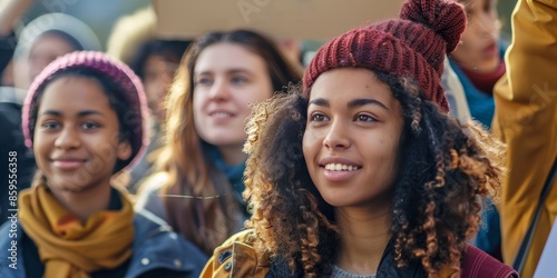 College Students Activism Protest Holding Signs Campus Demonstration Image. © Bendix