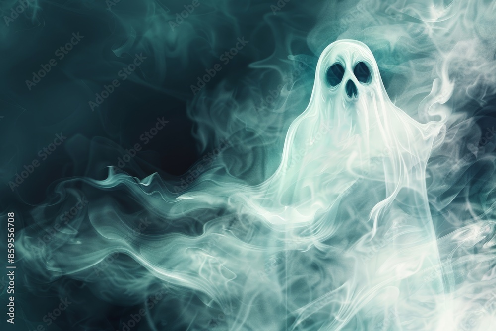 Halloween Ghostly Background with Text Placeholder Halloween Ghostly Background with Text Placeholder