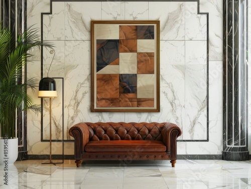 Art Deco Marble Wall FrameIntricate Design - Elegant Vintage Style Interior Decor Concept photo