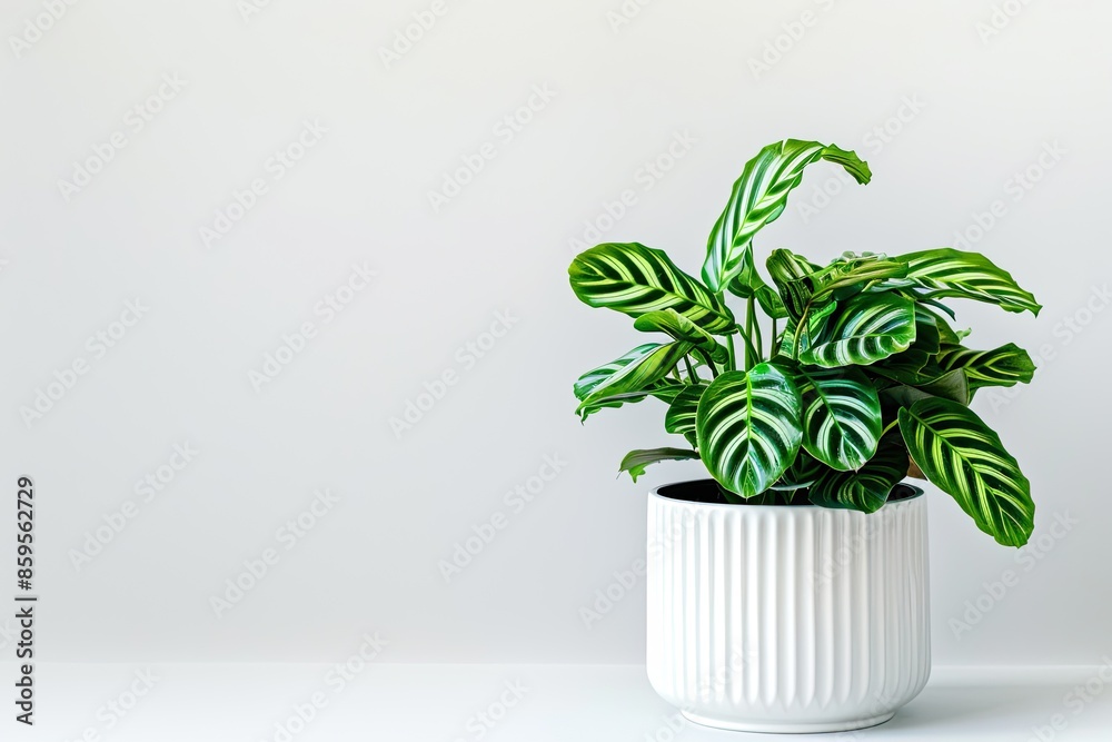 Fototapeta premium Calathea in a ceramic pot isolated on white