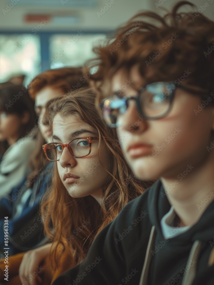 A group of friends or family members seated in a row, possibly at an event or gathering A group of friends or family members seated in a row, possibly at an event or gathering