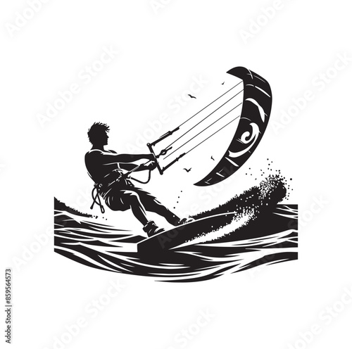 kitesurfing silhouette illustration vector