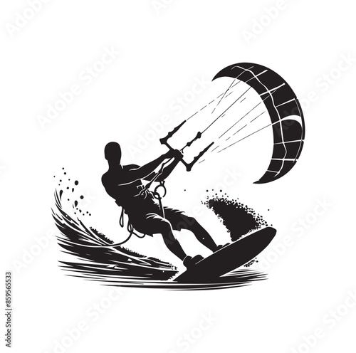 kitesurfing silhouette illustration vector