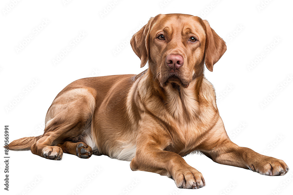 Labrador dog lying on a transparent background