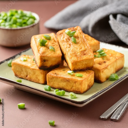 Indian delicious roasted cottage cheese cubes also called fried paneer