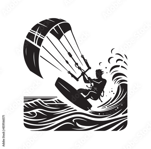 kitesurfing silhouette illustration vector