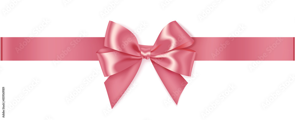 Pink satin ribbon with bow. Vector Illustration Pink satin ribbon with bow. Vector Illustration