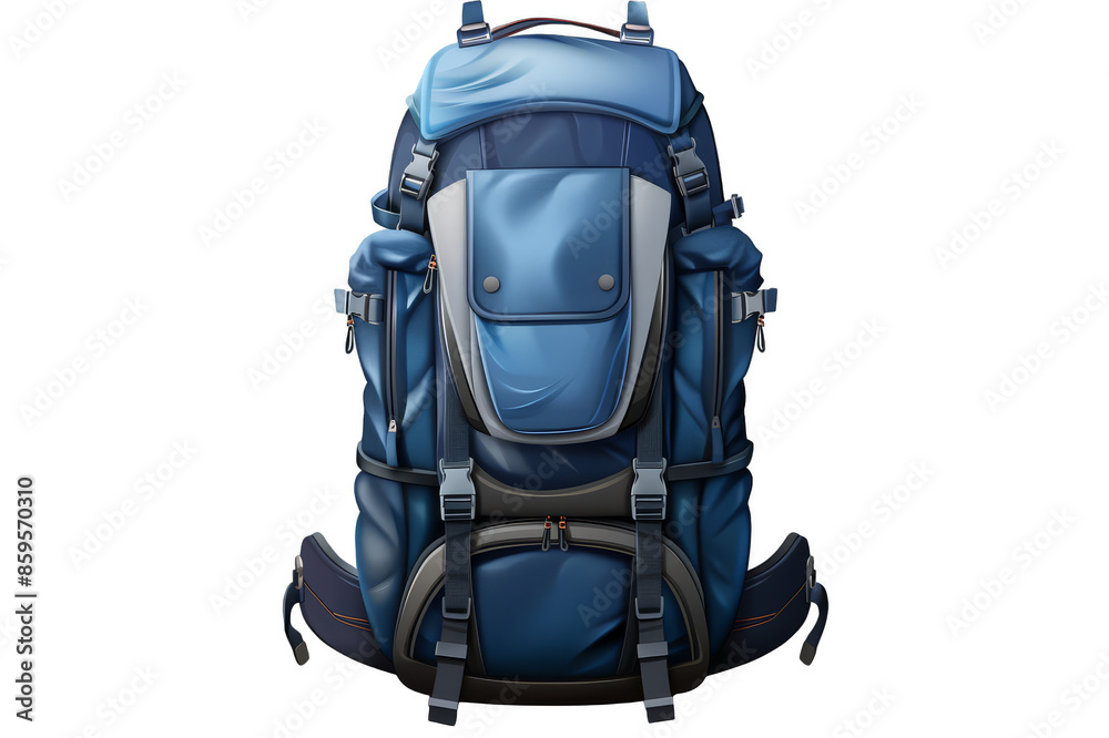Naklejka premium Blue tourist backpack on a transparent background